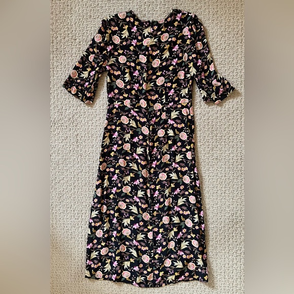 LOFT Black Floral Dress - Size 4 - Picture 3 of 7